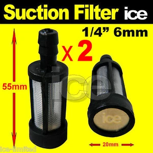 2 x BRASS WEIGHTED CHEMICAL DETERGENT SUCTION HOSE INLET FILTER STRAINER 6mm 1/4 - Picture 1 of 1