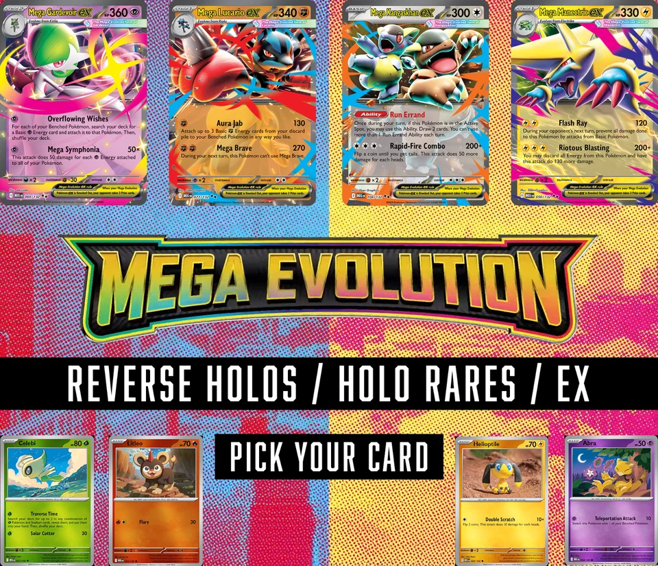 Pokémon Mega Evolution: Pick Your Card – Reverse Holo/Holo/ex - NM - TCG Singles - Image 1 of 1