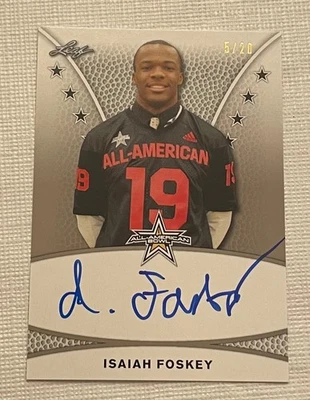 2019 Isaiah Foskey Leaf All American Tour Auto #5/20 Notre Dame - Image 1 of 2