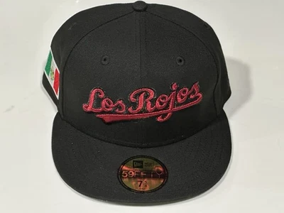New Era Los Rojos Fitted Hat 59Fifty Sz 7 5/8 Green UV Mexico Flag Side Patch - Image 1 of 4
