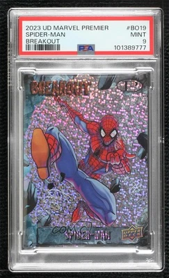 2021 Upper Deck Marvel Premier Breakout SSP Spider-Man #BO-19 PSA 9 MINT - Image 1 of 3