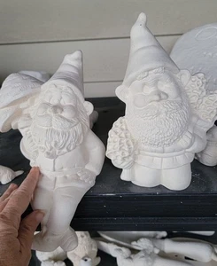 bisque ready to paint set of gnomes  with mushrooms  - Picture 1 of 1