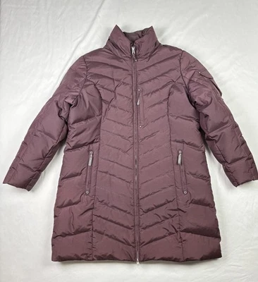 Eddie Bauer Coat Womens 2XL Purple Down Puffer Long 2-Way Zip Pockets Winter - Image 1 of 4
