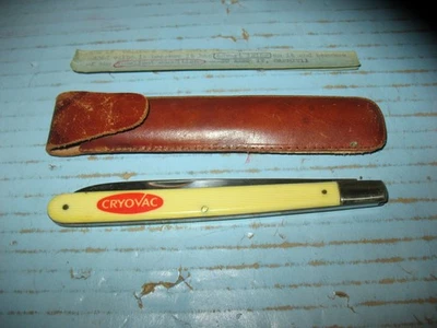 Cuchillo melón vintage de acero inoxidable con estuche de cuero Alemania Foto 1 de 3