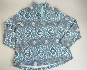 Talbots Half Zip Langarm Pullover mittelblau marokkanisches Muster - Bild 1 von 9