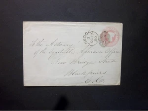 Briefpapier 1859 QV 1d rosa Umschlag W 11 LONDON seitlich Duplex zu Blackfriars - Bild 1 von 2