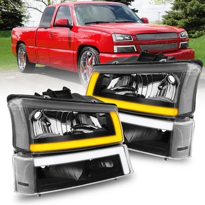 For 2003-2006 Chevy Silverado 1500 2500HD 3500 LED DRL Headlights+Bumper Foto 1 de 2