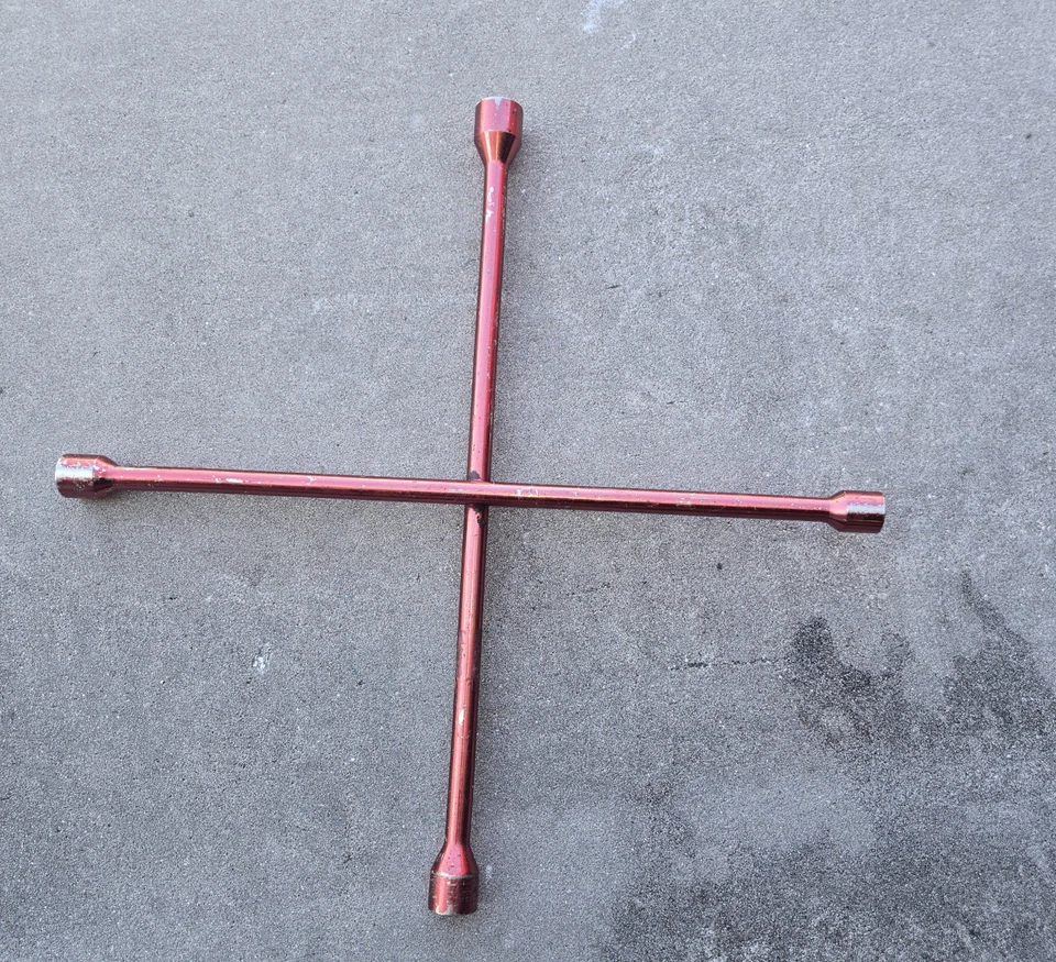 Four Way Tire Iron 4 Way Universal Car Lug Wrench Nut Cross Flat Repair Tool 14" - Image 1 of 1