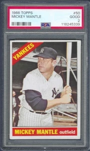 1966 Topps Mickey Mantle #50 PSA 2 GOOD Yankees HOF - Bild 1 von 3