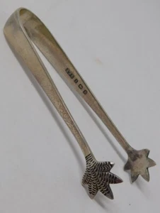 3.5" Sugar Tongs Leaf Claw 1932 Birmingham Sterling Silver No Mono AJ Bailey - Picture 1 of 11