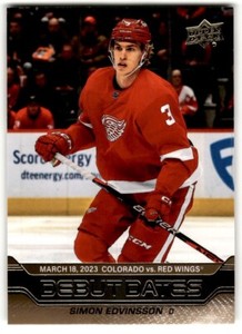 2023-24 Upper Deck Debut Dates Gold Simon Edvinsson Rookie #DD-20 Detroit Red