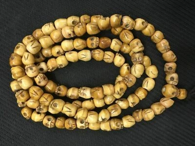 YAK BONE SKULL Prayer Beads Necklace ! Tibetan Buddhist Mala shaman Rosary 108 - Image 1 of 4