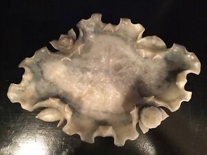 Antique 19th C? Chinese Carved Soapstone Lotus Flower Ink Brush Washer Bowl