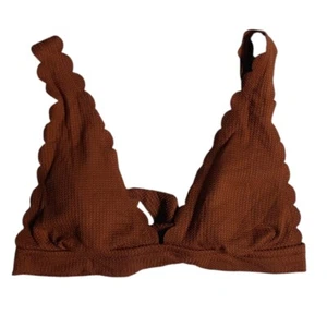 Costume da bagno donna Aerie American Eagle triangolo bikini top taglia large marrone imbottito - Foto 1 di 7