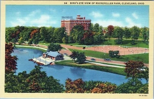 Bird's Eye View Rockefeller Park Cleveland Ohio Postcard Unposted - Picture 1 of 2