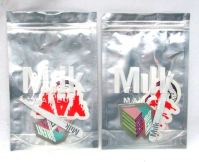 Milk Makeup 2 Pack White Slanted Tip Tweezers + Stickers in Sealed Travel Bag