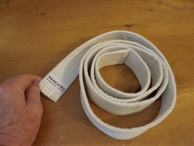 MACHO MARTIAL ARTS BELT 100% COTTON WHITE size 00/130  GI BELT - Image 1 of 4