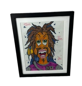 Opera d'arte aliena creazioni strane disegno pennarello originale firmato opaco incorniciato - Foto 1 di 11