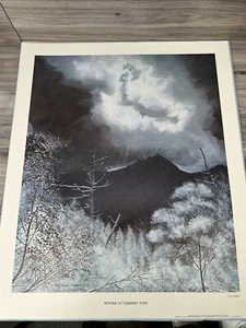 Impresión artística firmada por Larry Dodson/prueba de artista rara "Tops de invierno en la chimenea" - Imagen 1 de 10