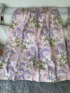 Vintage Pleated Short Drapes Lavender with Green on Pale Pink EUC 25”x 44” Each - Picture 1 of 10