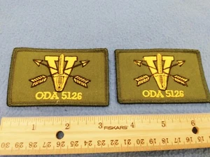 PAIR OF -  Special Forces - ODA 5126 PATCHES - GREEN - HOOK BACKS - NEW - Picture 1 of 3