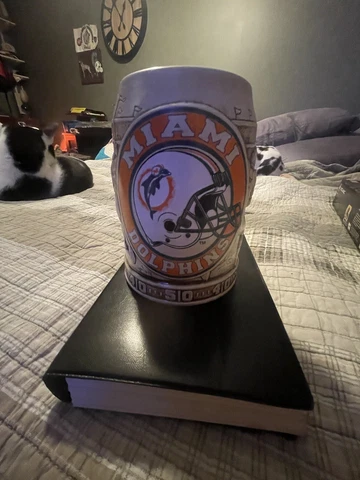 Miami Dolphins FOOTBALL Ceramic Beer Stein Mug 3D raised design NFL VTG NEW Cover