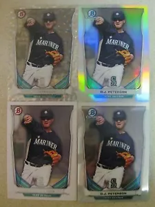 (4) LOTE DE TARJETAS DE NOVATO DJ PETERSON 2014 REFRACTOR CROMADO BOWMAN/BOWMAN HIELO PLATEADO - Imagen 1 de 1