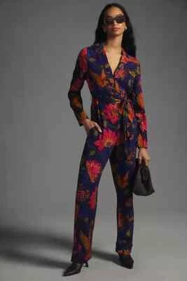 Mono Farm Rio Anthropologie Cintura Corbata Pájaros Floral L Nuevo con Etiquetas Motivo Azul Foto 1 de 4