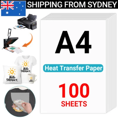 100x A4 T-shirt Heat Transfer Paper Inkjet Printer Print For Non-cotton T-shirt - image 1 of 4
