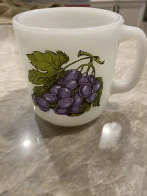 Vintage GLASBAKE Coffee Cup MUG MILK GLASS GRAPES  GLASBAKE  - Image 1 of 4