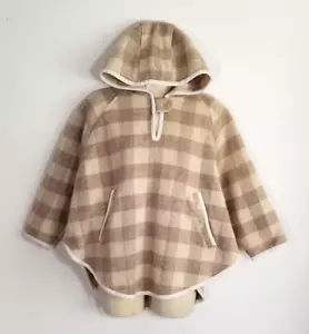 Poncho Woolrich Mujer Talla Pequeña Con Capucha Beige Tostado Cuadros Búfalo Pullover Lana EE. UU. - Imagen 1 de 10