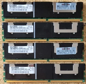 4 x 1GB ELPIDA EBE11FD8AJFT DDR2 RAM 2Rx8 PC2-5300F-555 11-B0 - Bild 1 von 1