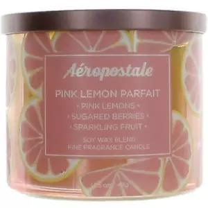 Aeropostale Candle Pink Lemon Parfait Soy Wax Blend 3 Wick Scented, 14.5 oz - Picture 1 of 2