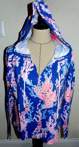 Lilly Pulitzer Kiawah Hoodie Popover ""SWIM ON OVER"" Größe Large neu mit Etikett - Bild 1 von 5