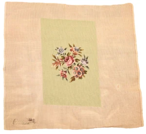 Vintage Completed Floral Needlepoint Canvas Wool 17" X 11" (worked area) Bucilla - Picture 1 of 3