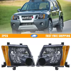 Pair Black Housing Amber Corner Projector Headlights For Nissan Xterra 2005-2015 - Picture 1 of 7