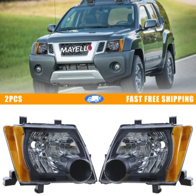 Pair Black Housing Amber Corner Projector Headlights For Nissan Xterra 2005-2015 - Image 1 of 4