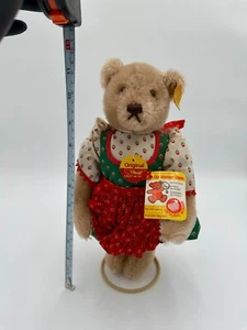 1980s Steiff HELGA w DIRNDL BLOND Mohair Teddy Bear 11 inches 0275/28 w Tags - Picture 1 of 8