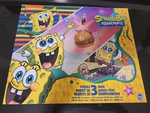 nickelodeon spongebob squarepants 3 Pack 24/48/100 Puzzle Set 3+ NEW Sealed - Picture 1 of 3
