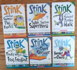 MINT Lot Of 6 Scholastic Megan McDonald "Stink" Books #4, 5, 7, 8, 9, and 11 - Imagen 1 de 3