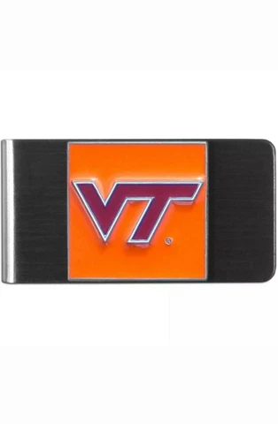 Virginia Tech Hokies Money Clip Stainless Steel Cash Holder 3D Emblem NCAA Cover