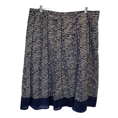 Coldwater Creek Navy Zebra Midi Skirt Women's Size 2X - Image 1 of 4