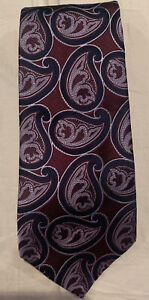 Joseph & Lyman Plum Colored Paisley Tie, Deep Purple Accents; 100% Woven Silk