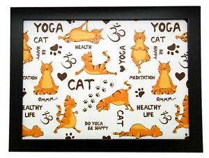 Yoga Ginger Cat Cats Design Lap Tray Cushioned Bean Bag Padded Dinner Table Gift