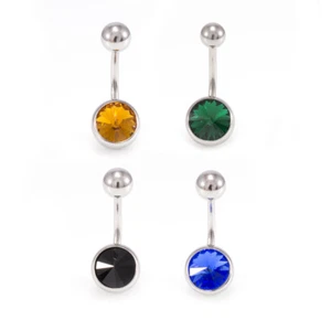Belly Button Rings Package of 4 Navel Piercing with Jewels 14g - Picture 1 of 12