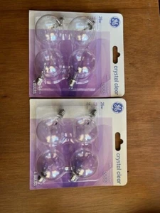 Two 4-Pk GE 25w G16.5 Crystal Clear Globe Lights w/Candelabra Base - Picture 1 of 1