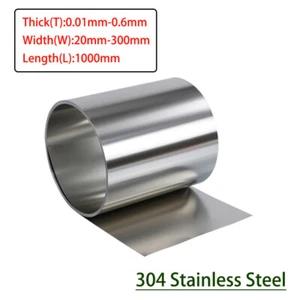 Stainless Steel Strip Roll 304 Metal Thin Plate Band Foil Sheet 20mm-300mm Width - Imagen 1 de 4