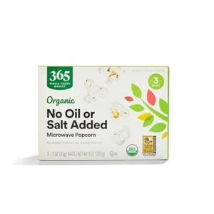 365 by Whole Foods Market, Organic No Oil or Salt Microwave Popcorn, 9 Ounce - Picture 1 of 2