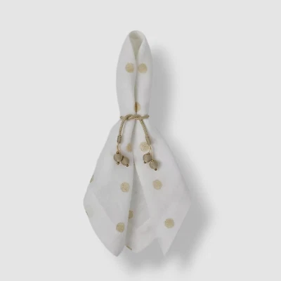 $85 Mode Living Gold белый Vogue в горошек банкет ужин салфетки комплект из 4 - Изображение 1 из 4