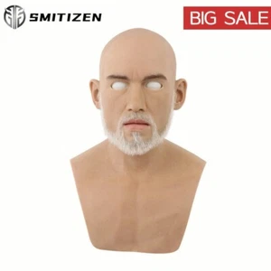 SMITIZEN Realistic Silicone Old Men Human Mask With White Whisker For Mask Lover - Picture 1 of 11